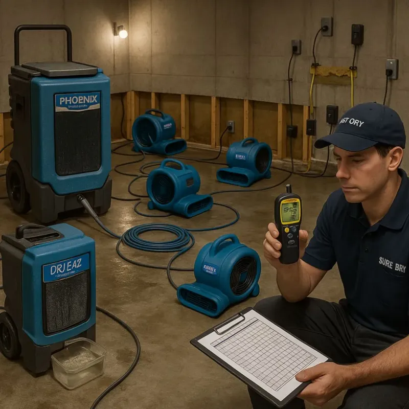 Structural Drying and Dehumidification process in Belleair Bluffs, FL